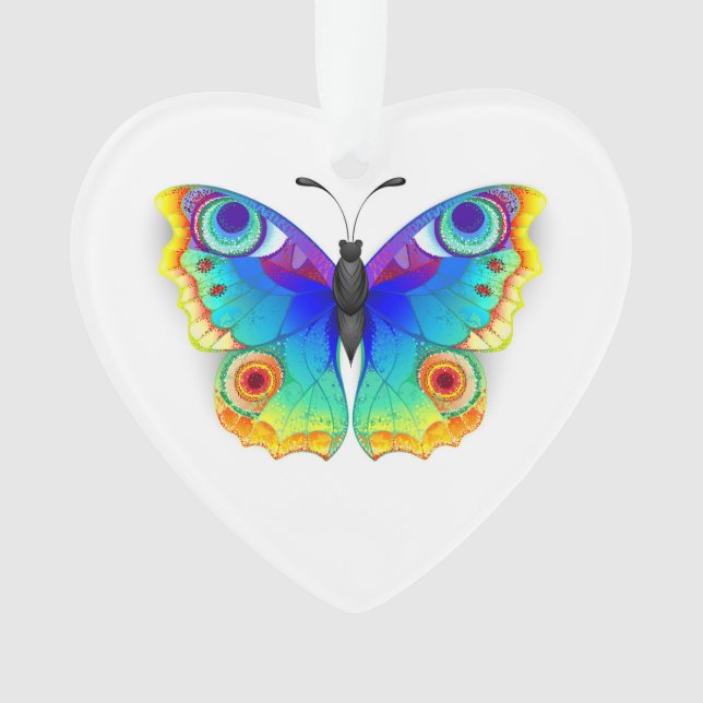 Rainbow Butterfly Peacock Eye Ornament (Vorderseite)