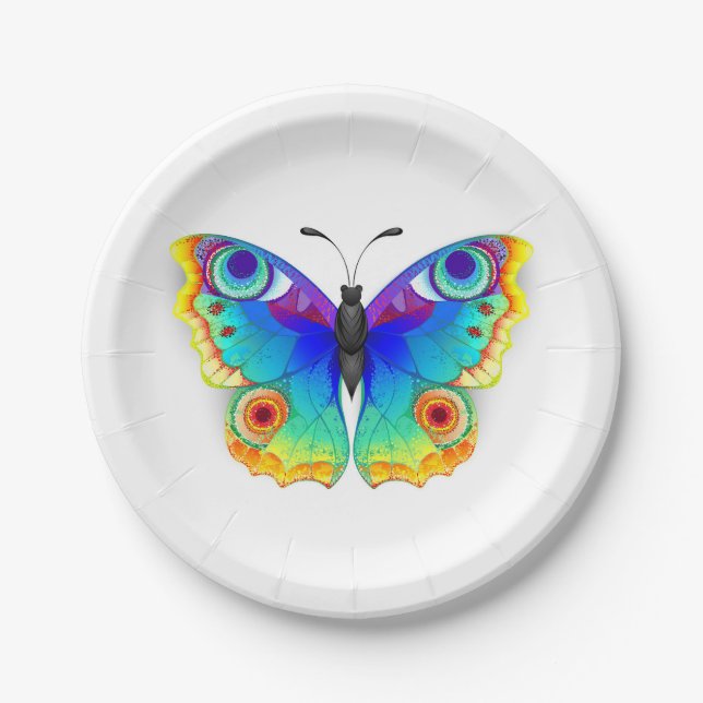 Rainbow Butterfly Peacock Eye Pappteller (Vorderseite)