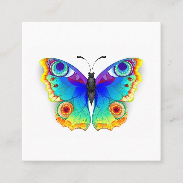 Rainbow Butterfly Peacock Eye Quadratische Visitenkarte (Vorderseite)