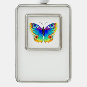 Rainbow Butterfly Peacock Eye Rahmen-Ornament Silber