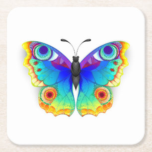 Rainbow Butterfly Peacock Eye Rechteckiger Pappuntersetzer