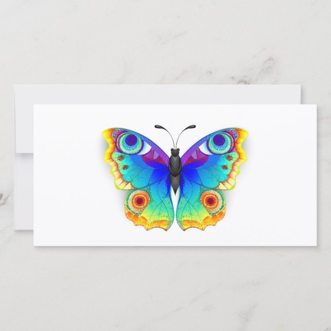 Rainbow Butterfly Peacock Eye Save The Date (Vorderseite)