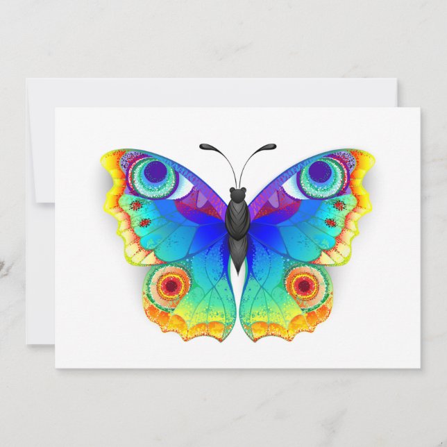 Rainbow Butterfly Peacock Eye Save The Date (Vorderseite)