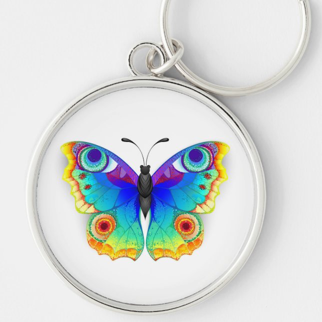 Rainbow Butterfly Peacock Eye Schlüsselanhänger (Vorne)