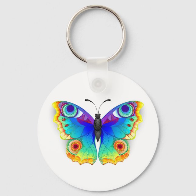 Rainbow Butterfly Peacock Eye Schlüsselanhänger (Vorderseite)