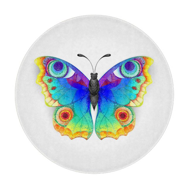 Rainbow Butterfly Peacock Eye Schneidebrett (Vorderseite)