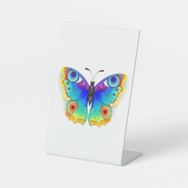 Rainbow Butterfly Peacock Eye Sockelschild (Vorderseite)