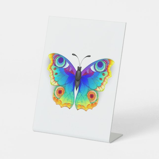 Rainbow Butterfly Peacock Eye Sockelschild (Vorderseite)