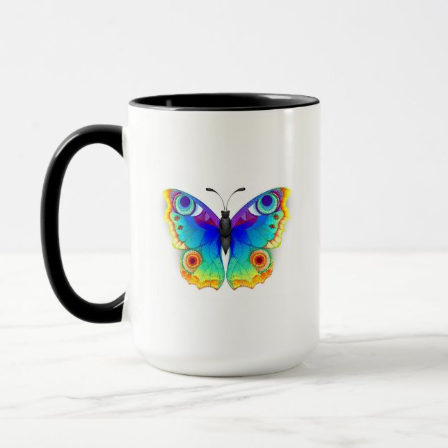 Rainbow Butterfly Peacock Eye Tasse (Links)