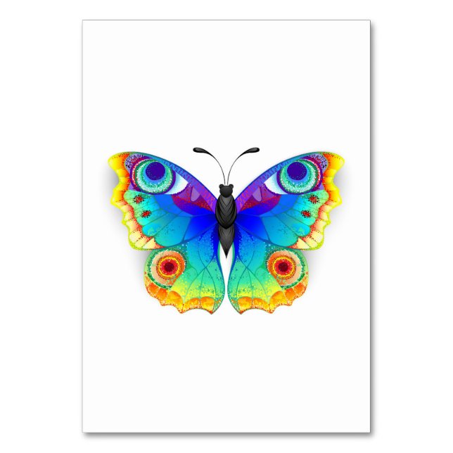 Rainbow Butterfly Peacock Eye Tischnummer (Vorderseite)