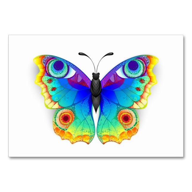 Rainbow Butterfly Peacock Eye Tischnummer (Vorderseite)