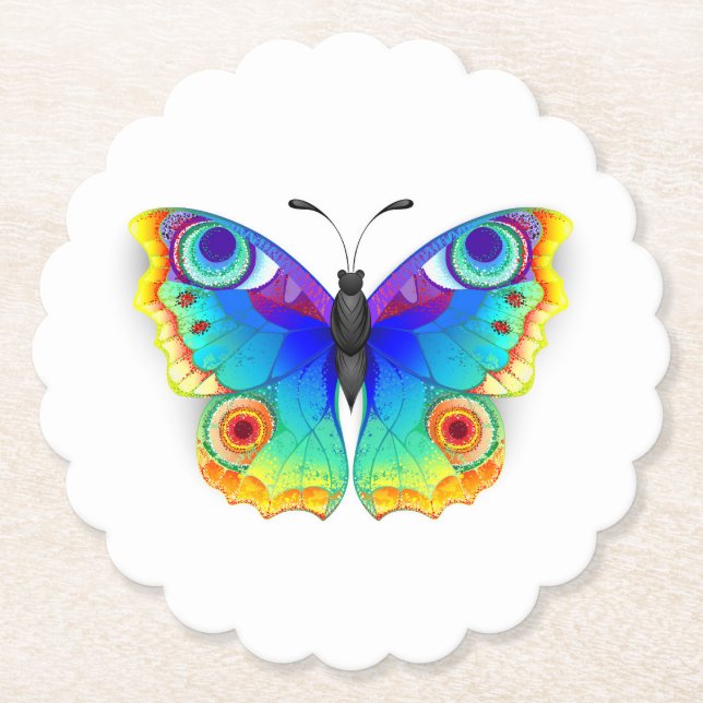 Rainbow Butterfly Peacock Eye Untersetzer (Vorderseite)