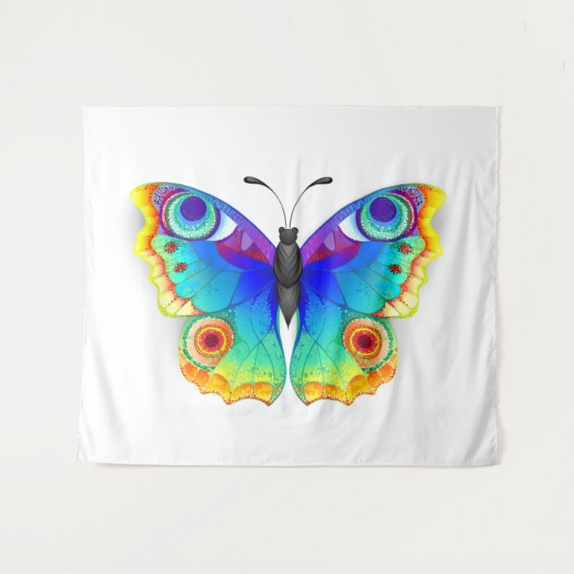 Rainbow Butterfly Peacock Eye Wandteppich (Vorderseite (Horizontal))