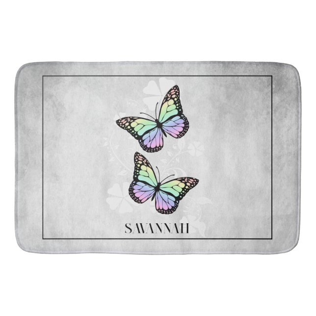 Rainbow Butterfly Personalisiert Badematte (Vorderseite)