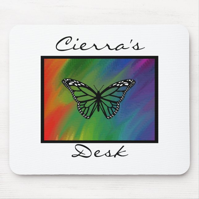 Rainbow Butterfly Personalisiert Mousepad (Vorne)