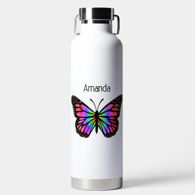 Rainbow Butterfly Personalisiert Trinkflasche (Vorderseite)