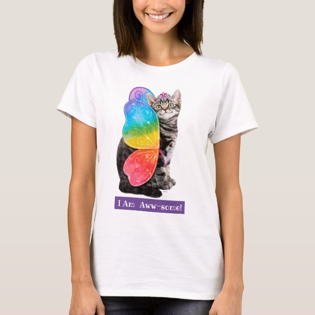 Rainbow Butterfly Princess Kitten T-Shirt (Vorderseite)