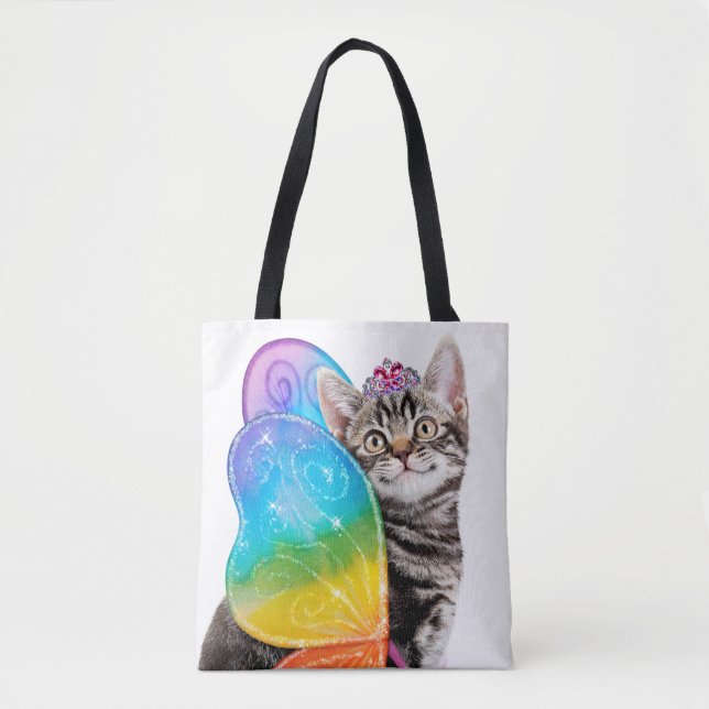Rainbow Butterfly Princess Kitten Tasche (Vorderseite)