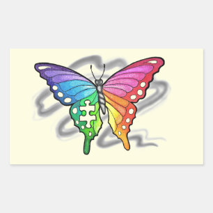 Rainbow Butterfly Rechteckiger Aufkleber