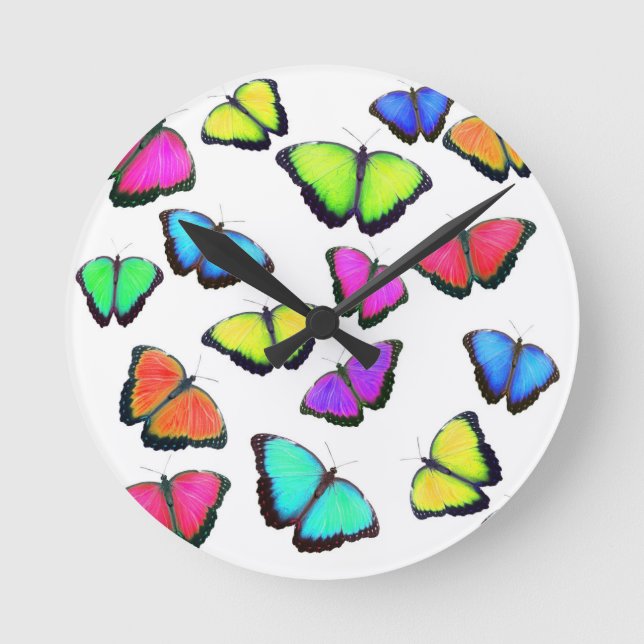 Rainbow Butterfly Runde Wanduhr (Vorderseite)