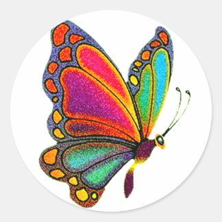 Rainbow Butterfly Runder Aufkleber