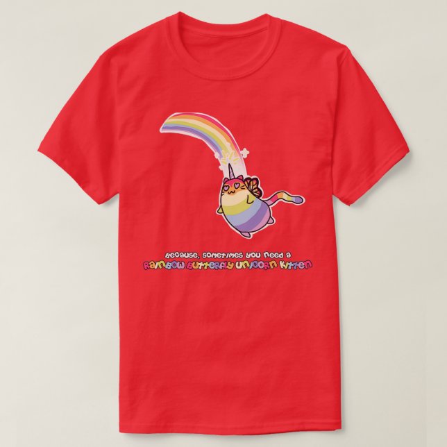 Rainbow Butterfly Unicorn Kitten T-Shirt (Design vorne)