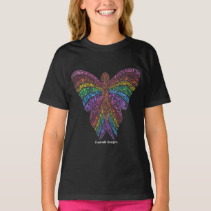 Rainbow Butterfly (vivid) - Girl's Basic T - Shirt