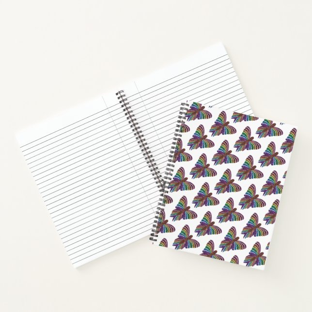 Rainbow Butterfly (weiß) - Notebook Notizbuch (Innenseite)
