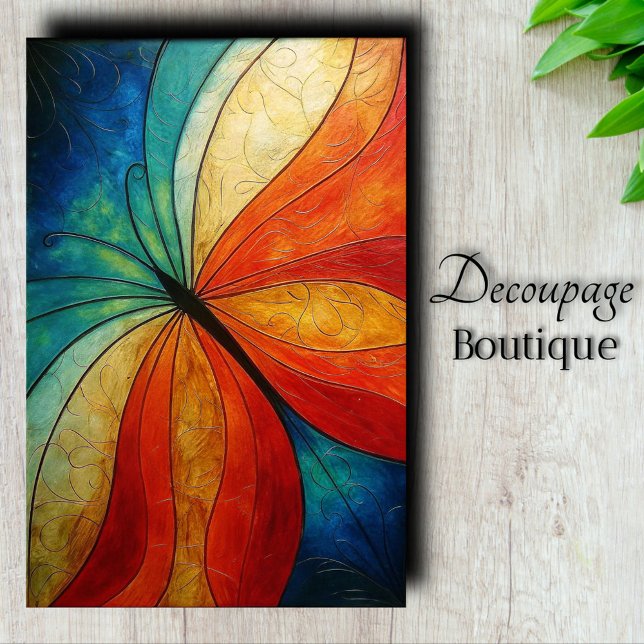 Rainbow Butterfly Wings Bold Abstrakt Decoupage Seidenpapier (Abstract Rainbow Decoupage Tissue Paper)