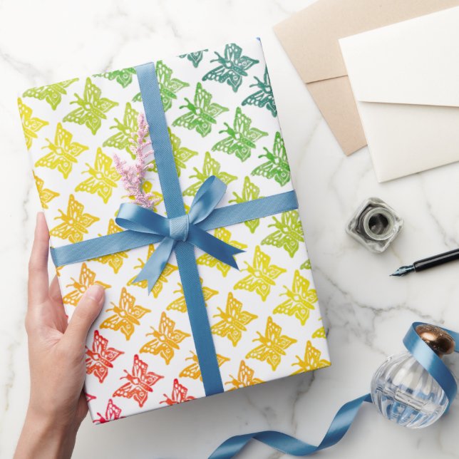 Rainbow Butterfly Wrapping Paper Roll Geschenkpapier (Schenken)