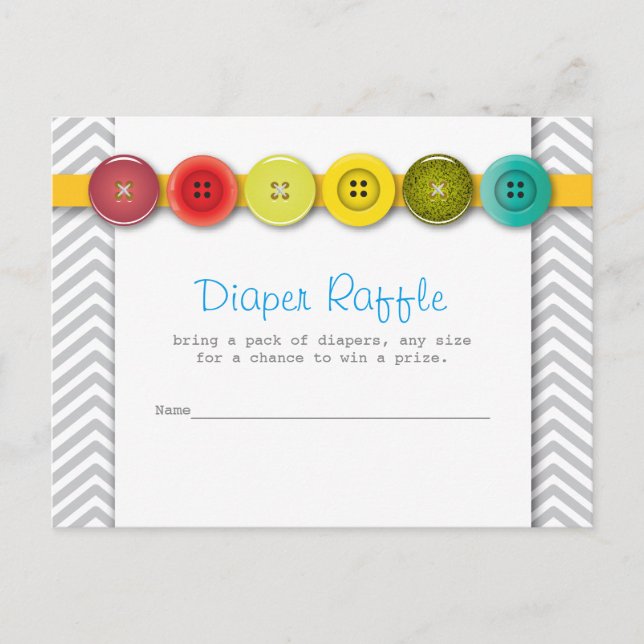 Rainbow Button Baby Shower Wineller Raffel Beilage Einladungspostkarte (Vorderseite)