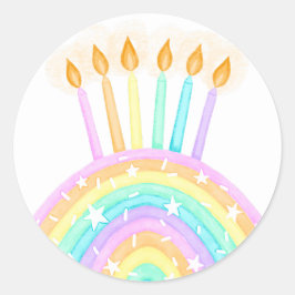 Rainbow Cake Birthday Party Runder Aufkleber