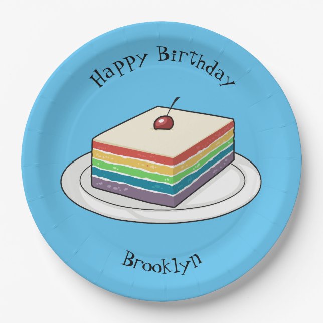 Rainbow cake Cartoon Pappteller (Vorderseite)