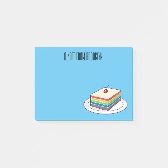Rainbow cake Cartoon Post-it Klebezettel (Vorderseite)
