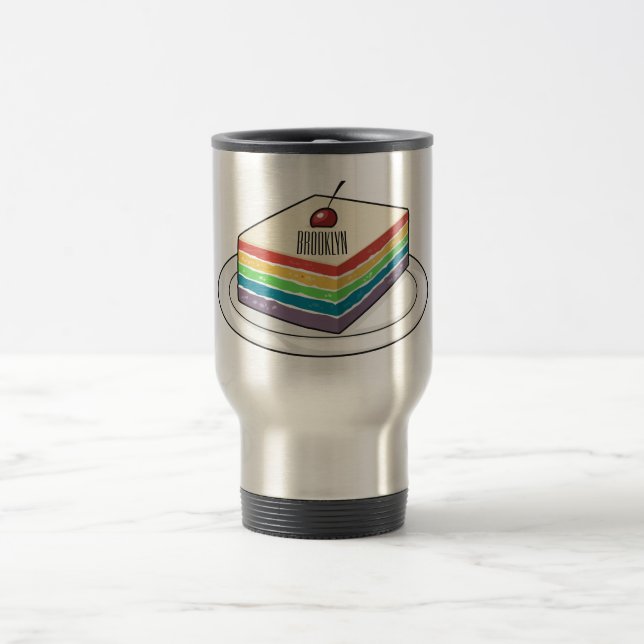 Rainbow cake Cartoon Reisebecher (Mittel)
