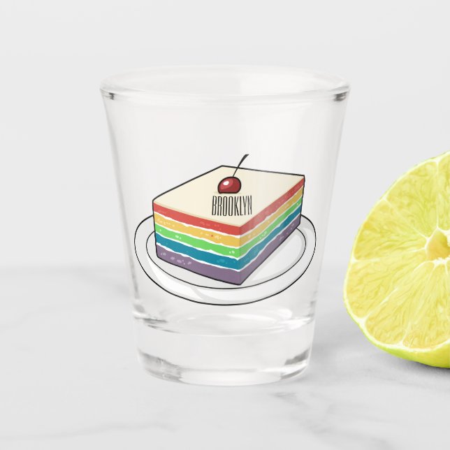 Rainbow cake Cartoon Schnapsglas (Vorderseite)