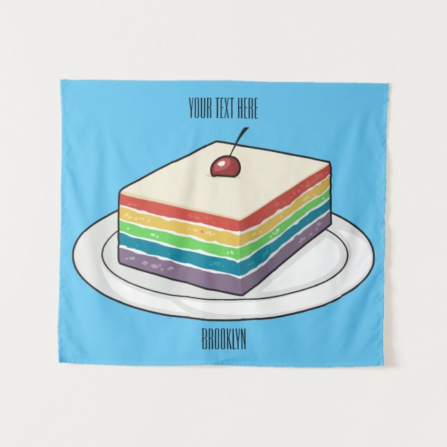 Rainbow cake Cartoon Wandteppich (Vorderseite (Horizontal))