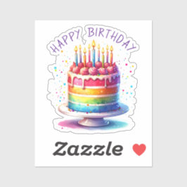 Rainbow Cake Happy Birthday Aufkleber
