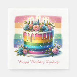 Rainbow Cake Happy Birthday Party Personalisiert Serviette