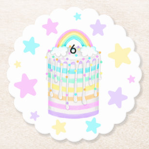 Rainbow Cake mit Pastel Stars Untersetzer