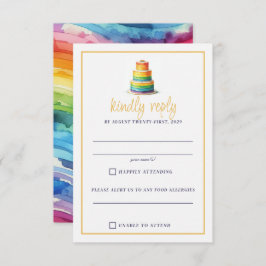 Rainbow Cake RSVP Karte