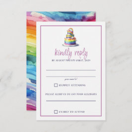 Rainbow Cake RSVP Karte
