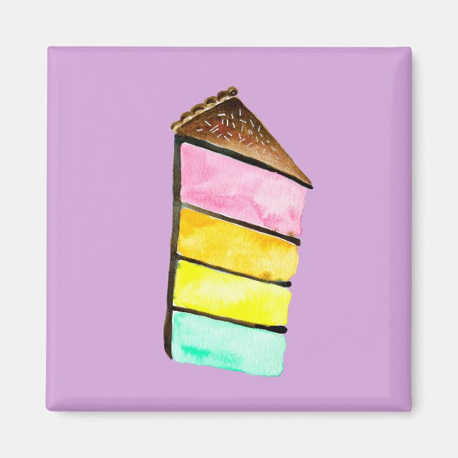 Rainbow cake yu Aquarell niedliche Kunst Magnet (Vorne)