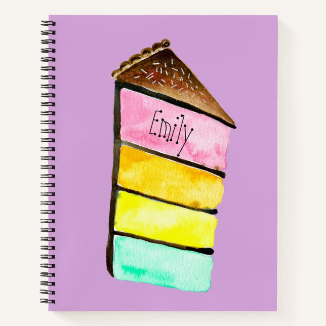 Rainbow cake yu Aquarell niedliche Kunst Notizbuch (Vorderseite)