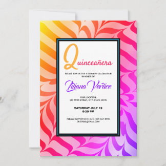 Rainbow Calligraphy Psychedelic Tiger Stripes Einladung