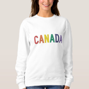 Rainbow Canada Block Letter Besticktes Sweatshirt