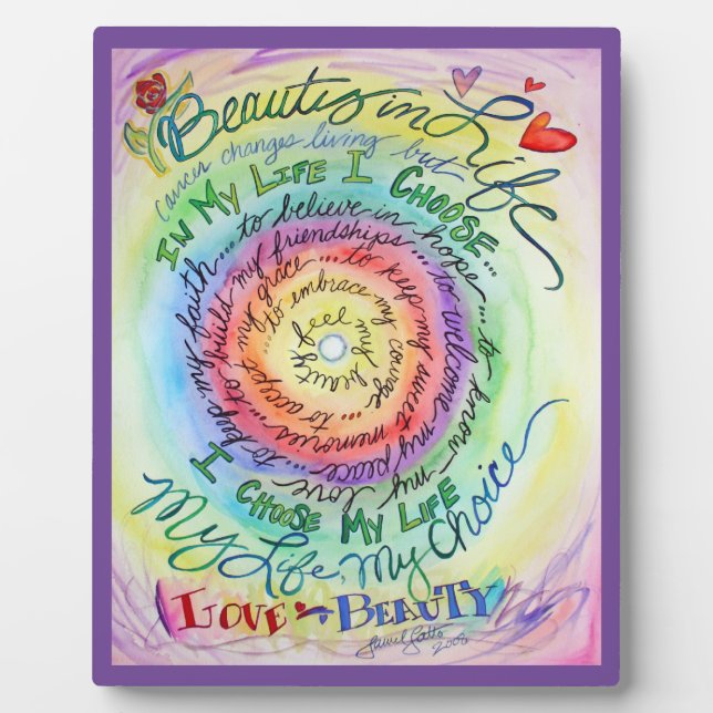 Rainbow Cancer Gedicht Affirmation Art Print Plaqu Fotoplatte (Vorderseite)