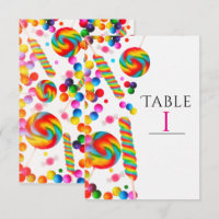 Rainbow Candy Birthday Party Tischnummer Card