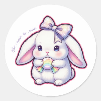 Rainbow Candy Bunny - Sweet Dreamy Treat Kawaii Runder Aufkleber