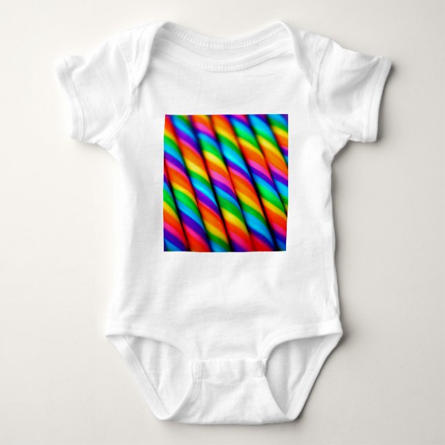 Rainbow Candy Cane Baby Strampler (Vorderseite)